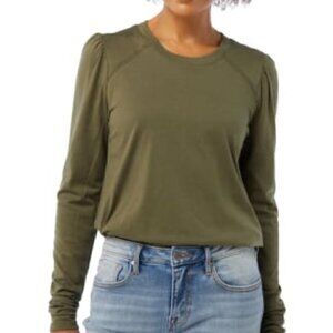 78 & Sunny Pasadena Puff Sleeve Top Olive M EUC
